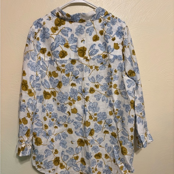 Joie Blue and Gold Floral Button Down Shirt - Picture 7 of 7
